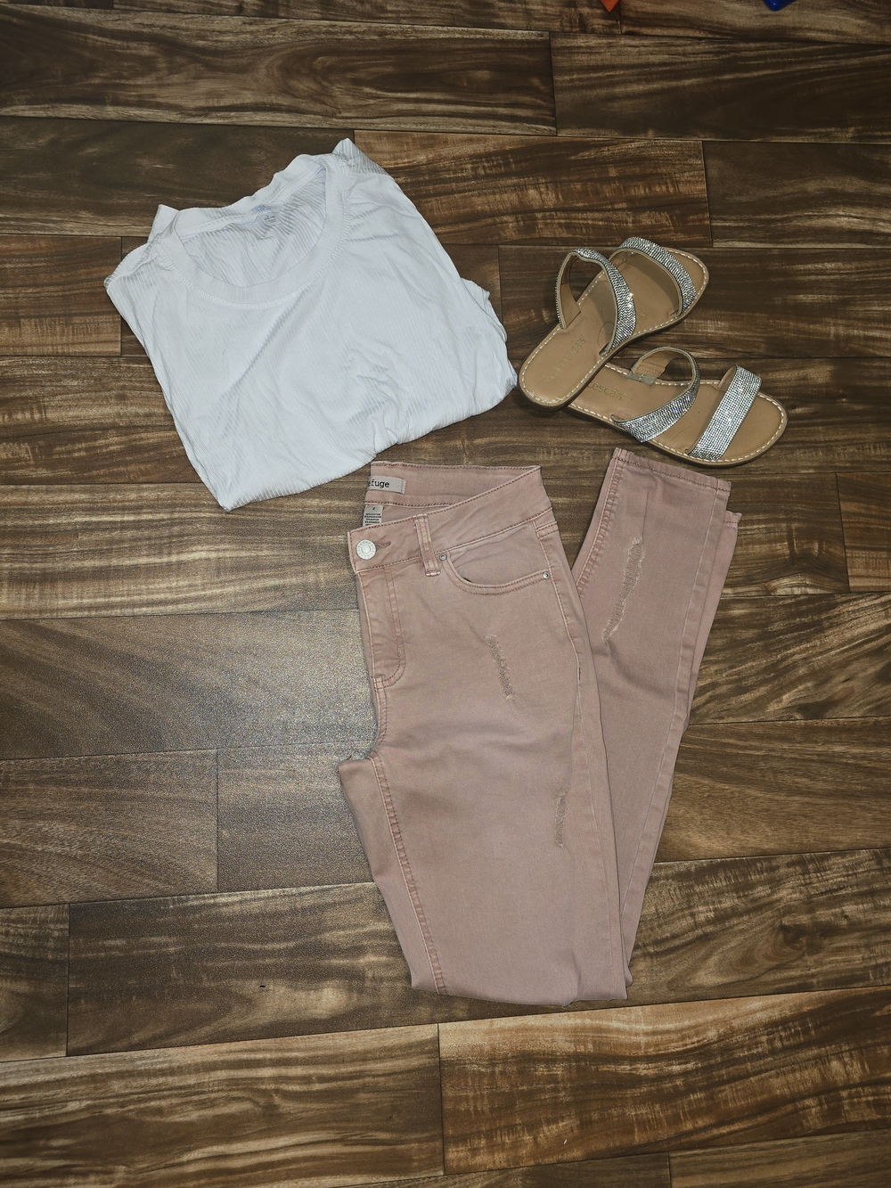 refuge Pink Skinny Jeans with Distressed Detail